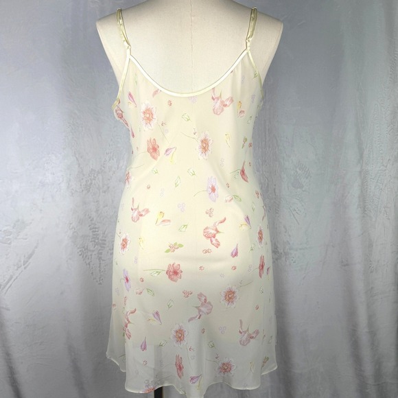 Vintage BHS 90s Sheer Floral Slip Dress Fairycore Coquette Size US16 - Picture 2 of 7